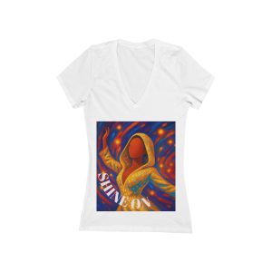 Shine On Jersey Short Sleeve Deep V-Neck Tee