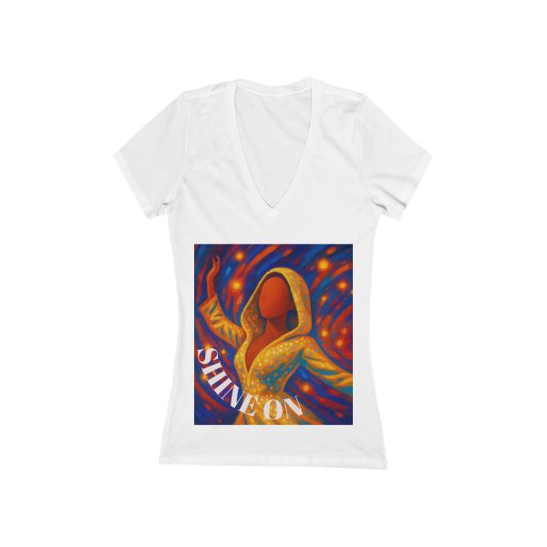 Shine On Jersey Short Sleeve Deep V-Neck Tee