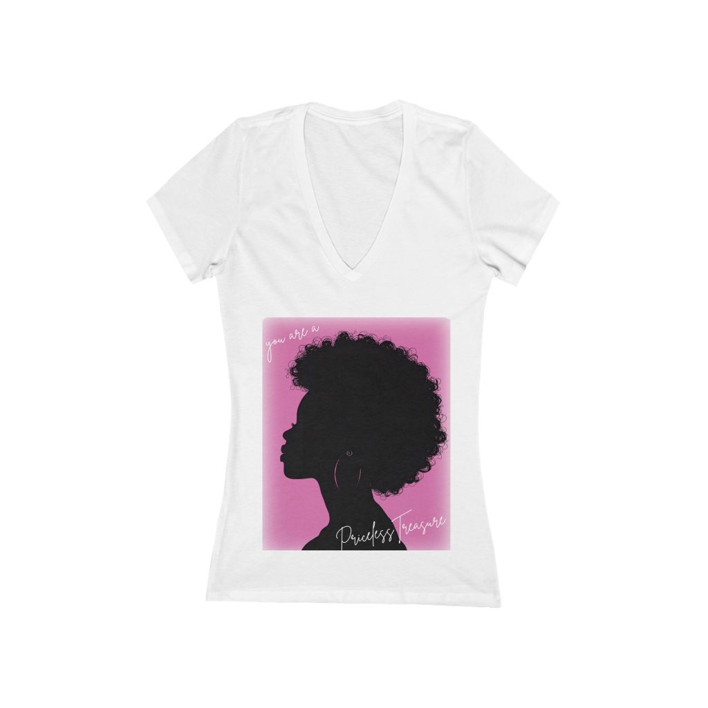 Afro Silhouette V-Neck Tee – 'You are a Priceless Treasure' (Special - Founding Customers)
