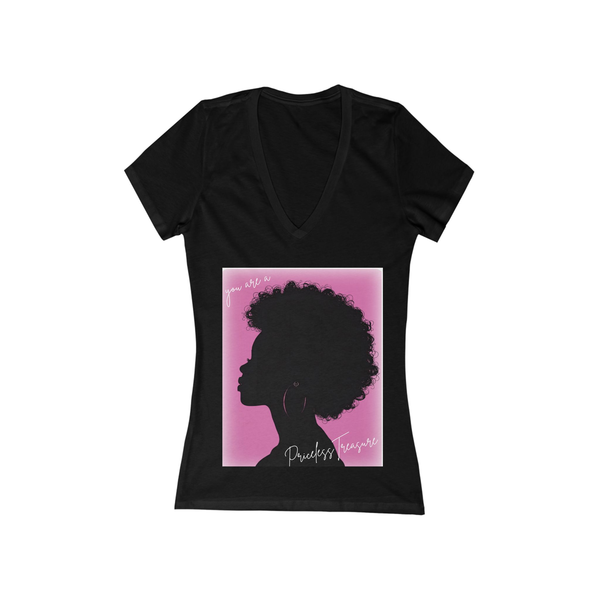 Afro Silhouette V-Neck Tee – 'You are a Priceless Treasure' (Special - Founding Customers) - Image 3