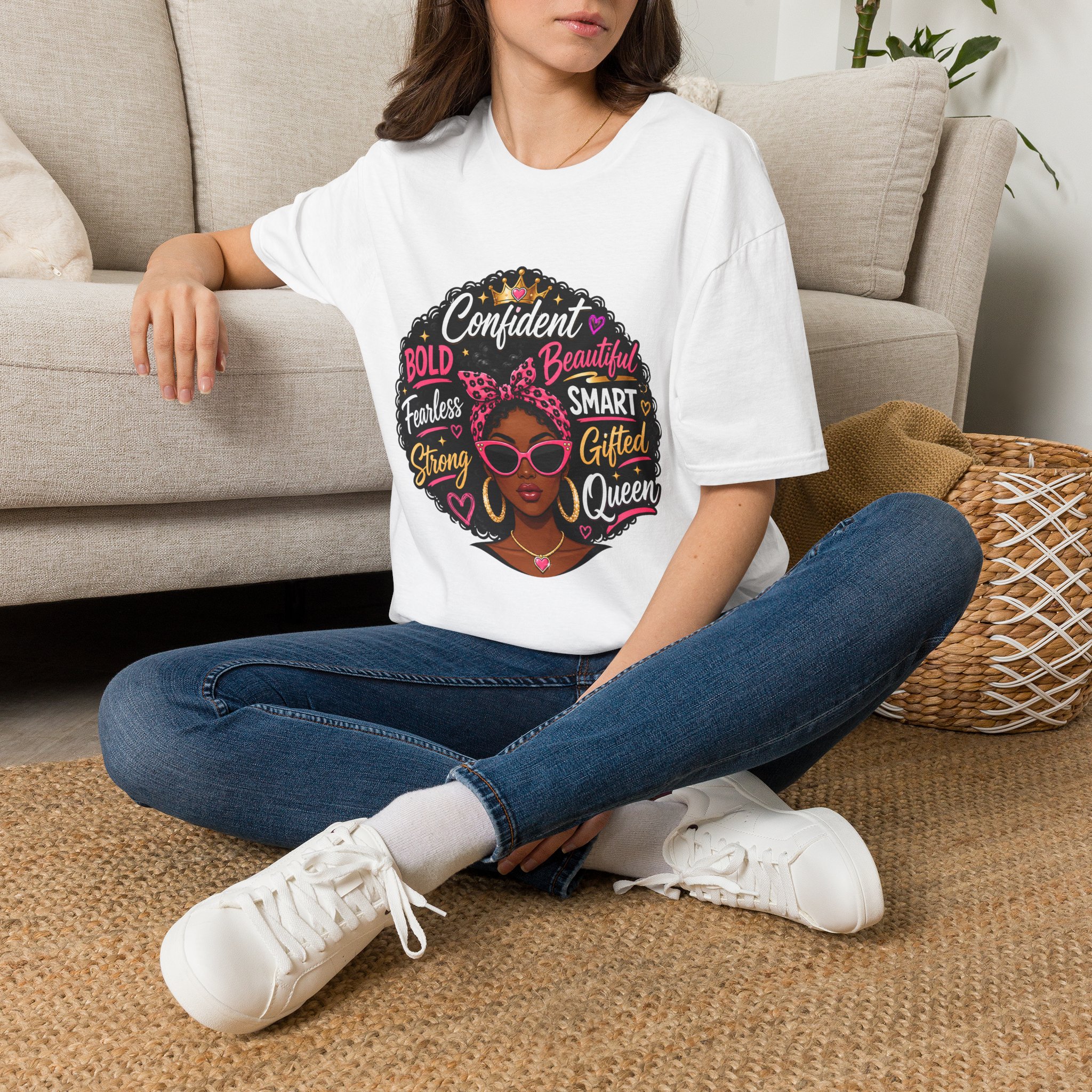 Afro Queen Graphic T‑Shirt — "Confident, Bold, Beautiful" Empowerment Tee - Image 2