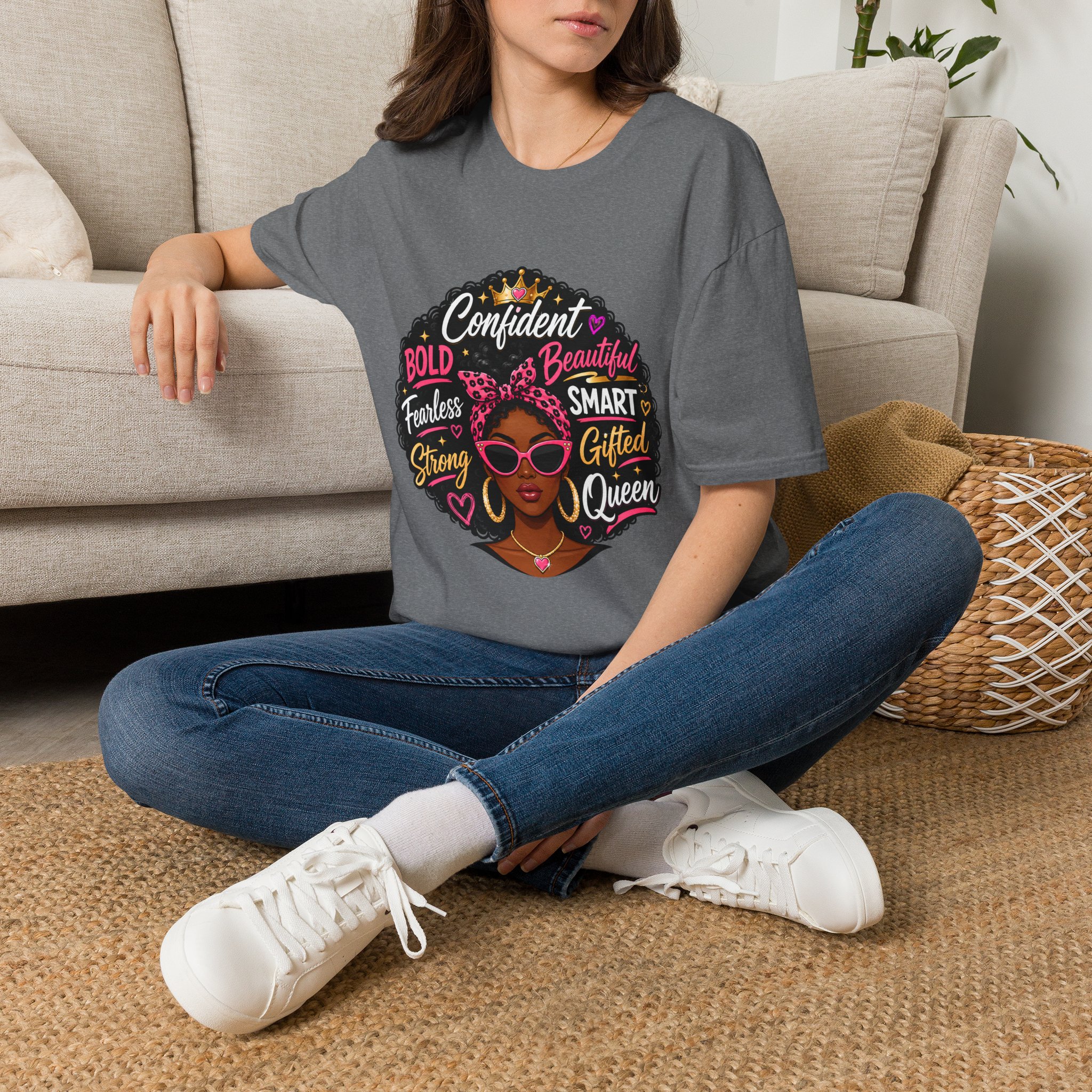 Afro Queen Graphic T‑Shirt — "Confident, Bold, Beautiful" Empowerment Tee - Image 36