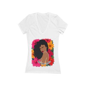 Women's Jersey Short Sleeve Deep V-Neck - Tee Be You Tiful