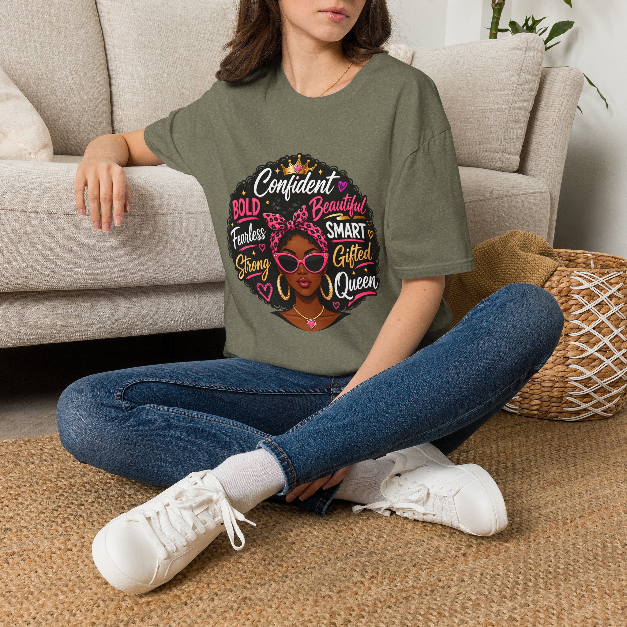 Afro Queen Graphic T‑Shirt — "Confident, Bold, Beautiful" Empowerment Tee - Image 33